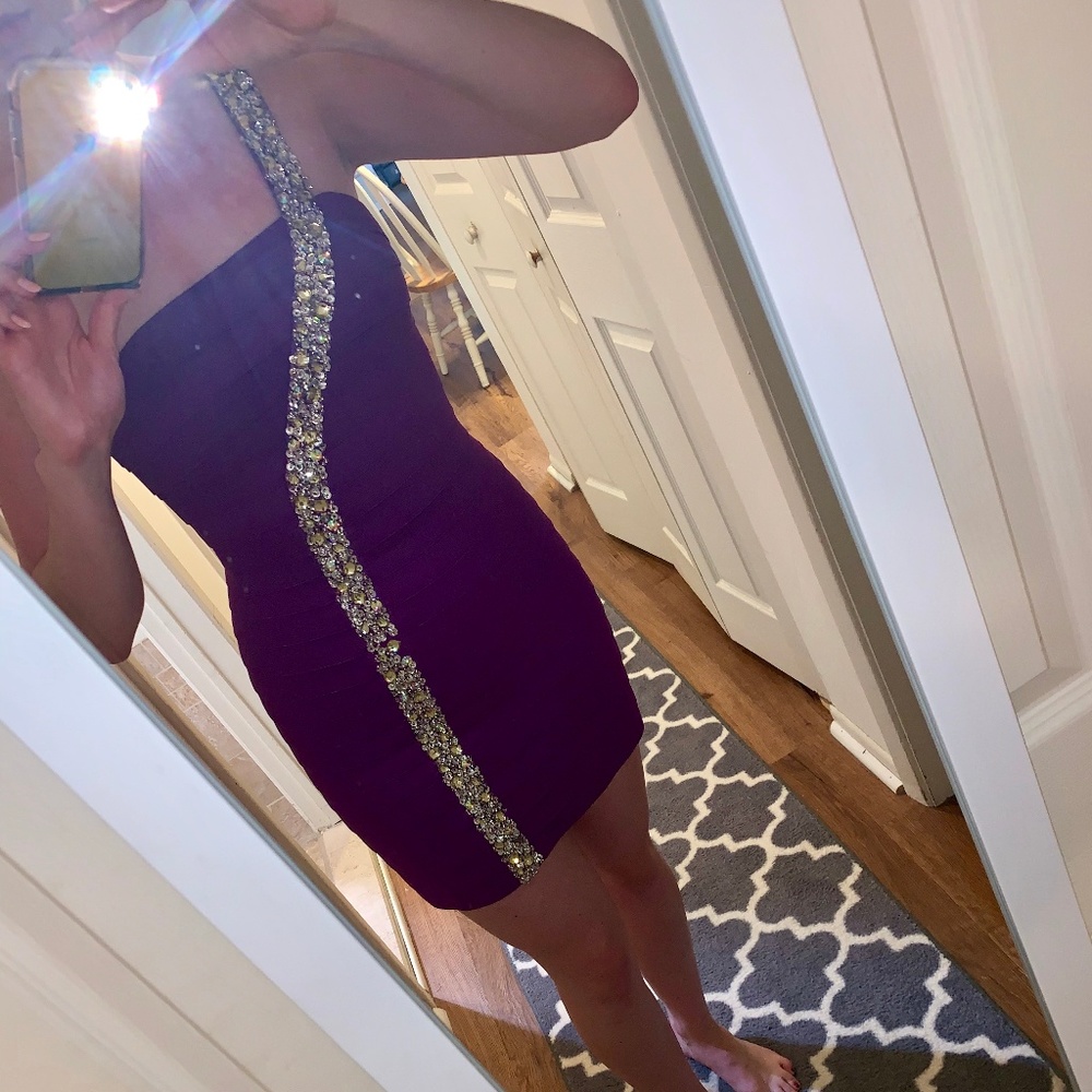 Sherri Hill Purple Mini Cocktail Dress